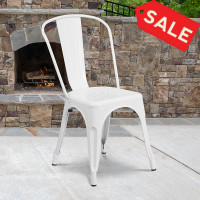 Flash Furniture CH-31230-WH-GG White Metal Indoor-Outdoor Stackable Chair